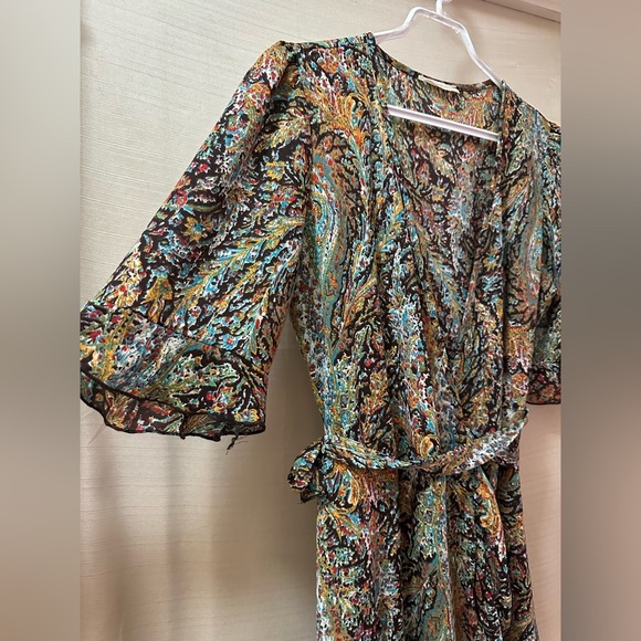 Newbury Kustom Boho Paisley Wrap Dress – Size Large - Picture 5 of 7